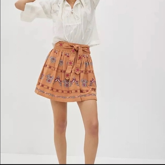 Anthropologie Embroidered Mini Skirt NWOT - Picture 4 of 8